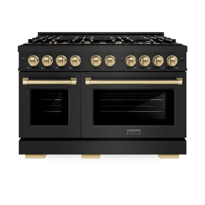 ZLINE 48" Select Dual Fuel Range Gas Cooktop Electric Convection Oven Black Stainless Steel Champagne Bronze HDRBZ-48-CB09K