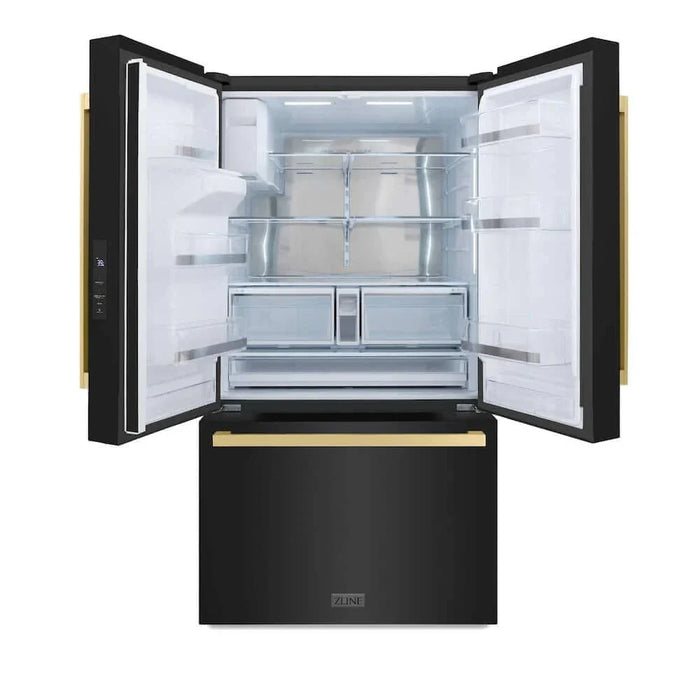 ZLINE 36" Refrigerator, Water, Ice Dispenser, Black Stainless, RSMZ-W36-BS-FCB09K