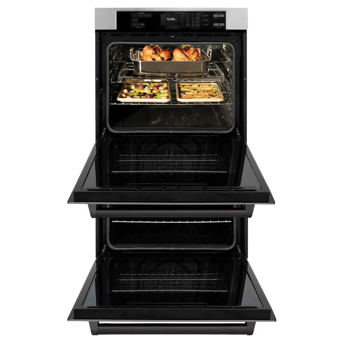 ZLINE 30"Professional True Convection Double Wall Oven, Air Fry, Self Clean, Stainless Steel, Matte Black WADZ-30-MB09K