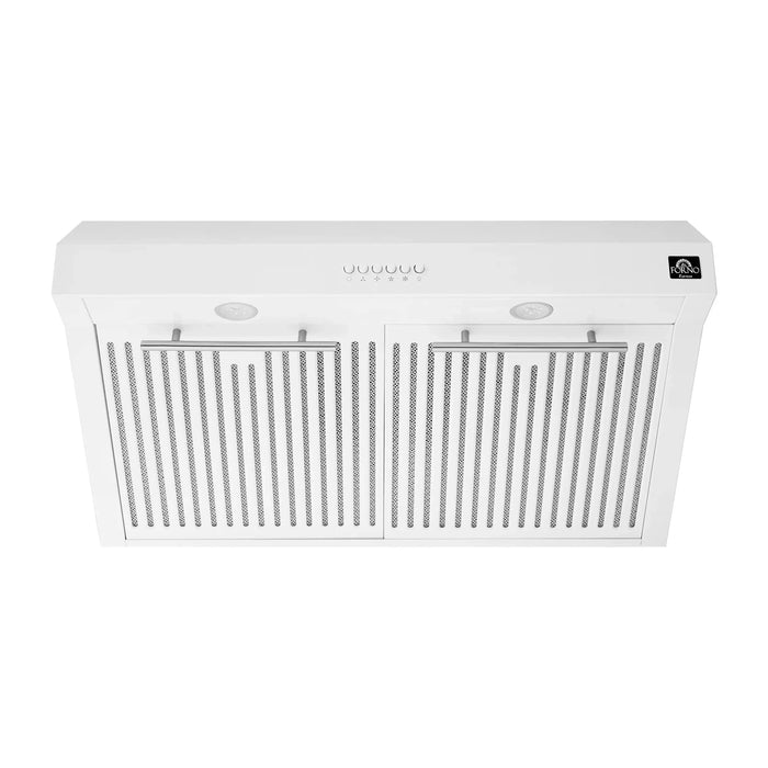 Forno Espresso Package - 30" Electric Range and Range Hood in White with Silver Handles  FBDL-002-03US09K