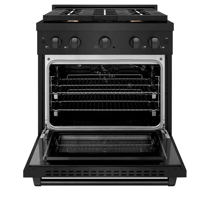 ZLINE 30 in.Gas Range, Convection Gas Oven, Brass Burner, Black Stainless Steel, SGRB-BR-3009K