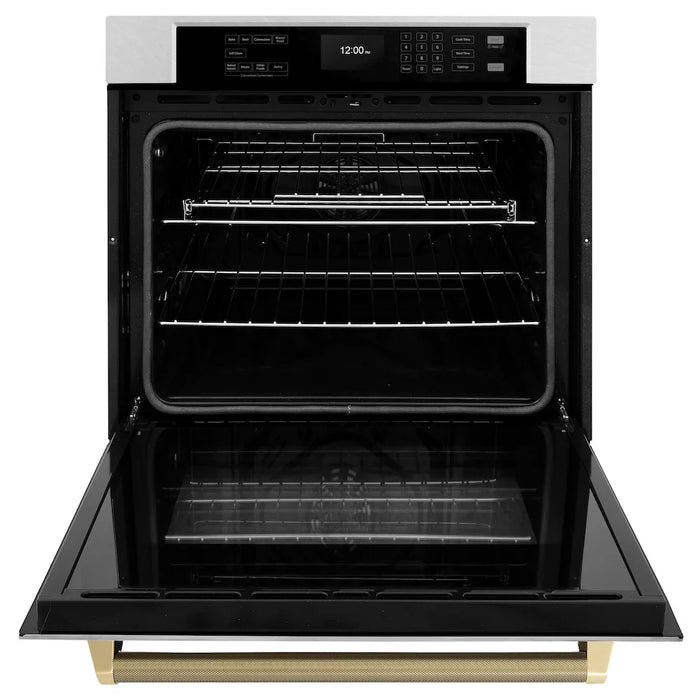 ZLINE Autograph Edition 30" Professional True Convection Single Wall Oven, Air Fry, Self Clean, Stainless Steel, Helix Handles WASSZ-30-KCB09K