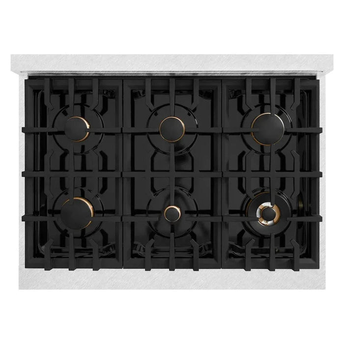ZLINE 36"Classic Gas Range, Convection Gas Oven, DuraSnow® Stainless Steel, Matte Black CGRSZ-36-MB09K