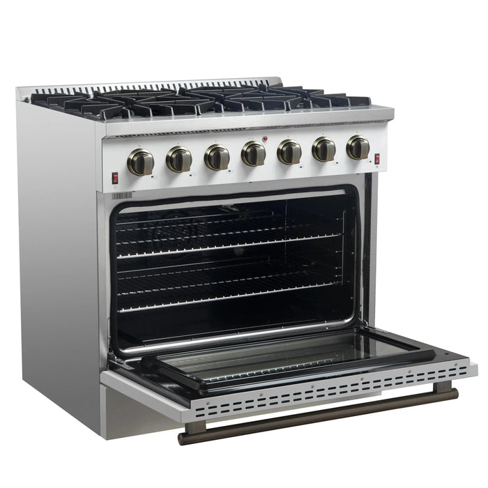 FORNO Galiano 36" Gas on Gas Range FFSGS6244-36WHT09K