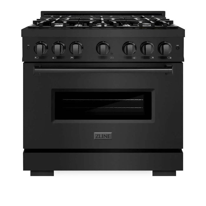 ZLINE 36" Dual Fuel Range, Gas Cooktop, Electric Convection Oven Black Stainless Steel, CDRB-3609K