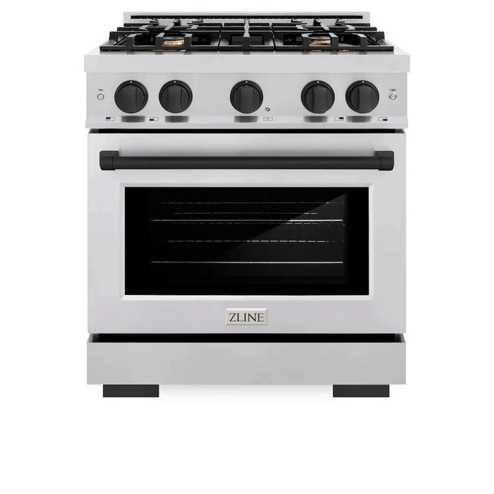 ZLINE 30" Select Dual Fuel Range Gas Cooktop Electric Convection Oven Stainless Steel Matte Black HDRZ-30-MB09K
