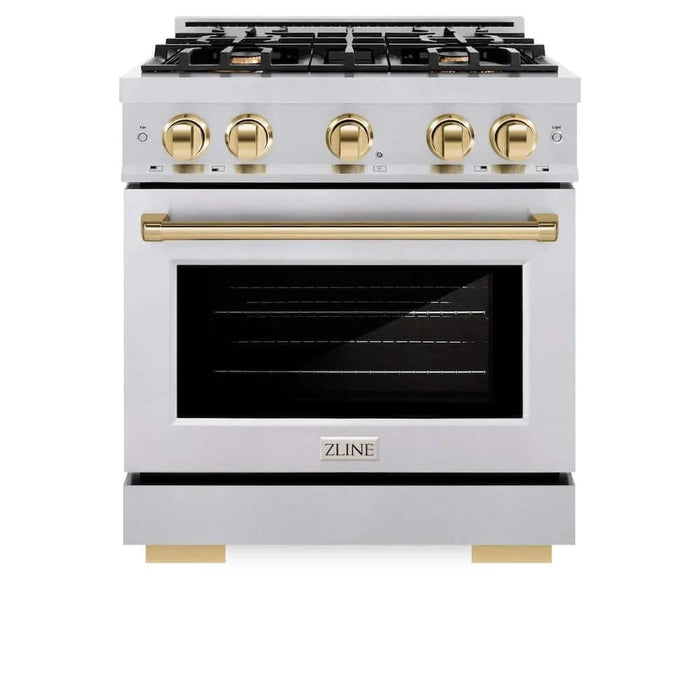 ZLINE 30" Select Gas Range Convection Gas Oven Stainless Steel Gold HGRZ-30-G09K