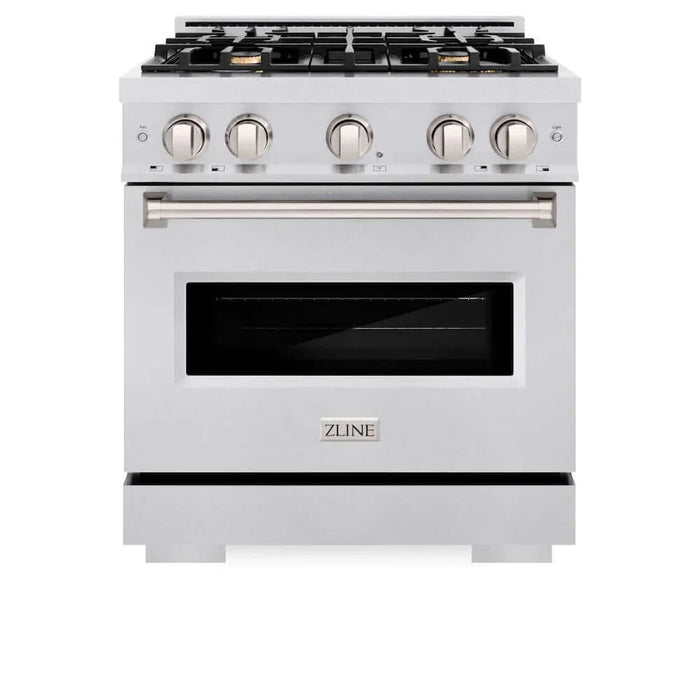 ZLINE 30" Classic Gas Range, Convection Gas Oven DuraSnow® Stainless Steel, Brass Burners CGRS-BR-3009K
