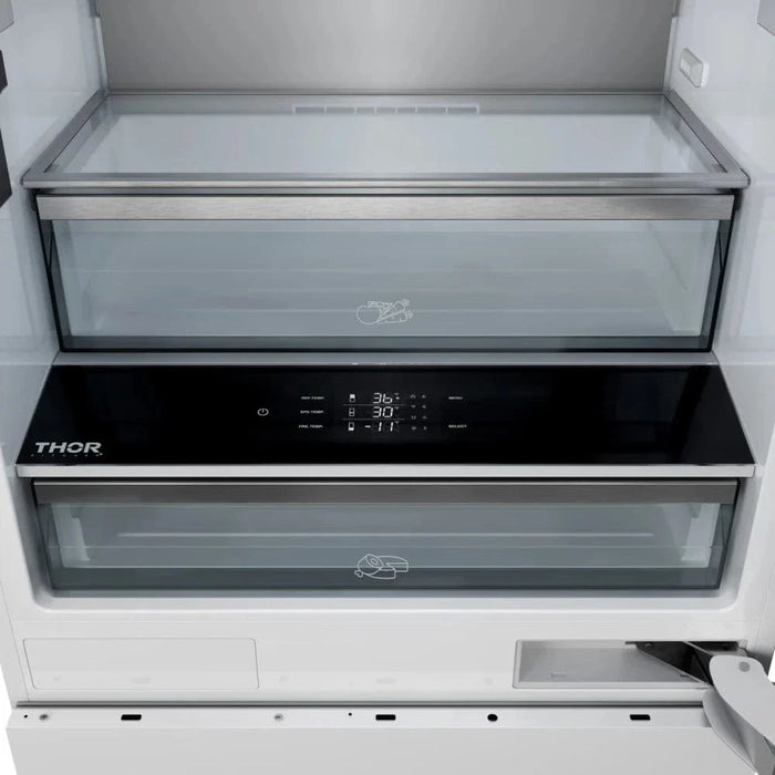 THOR 30" Panel Ready Built-In Bottom Mount Refrigerator Water Dispenser, Ice Maker, Automatic Defrost, XRF3016BBP09K
