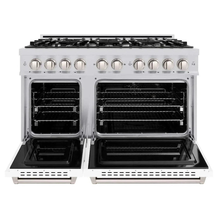 ZLINE 48" Dual Fuel Range, Gas Cooktop, Electric Convection Oven Stainless Steel, White Matte Door CDR-WM-4809K