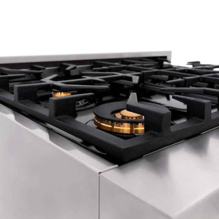 ZLINE 30" Dual Fuel Oven Range, Stainless Steel, Brass Burners, Griddle RA-BR-GR-3009K