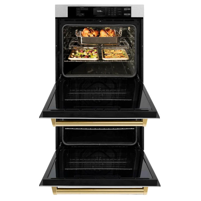 ZLINE 30"Professional True Convection Double Wall Oven, Air Fry, Self Clean, DuraSnow® Gold WADSZ-30-G09K