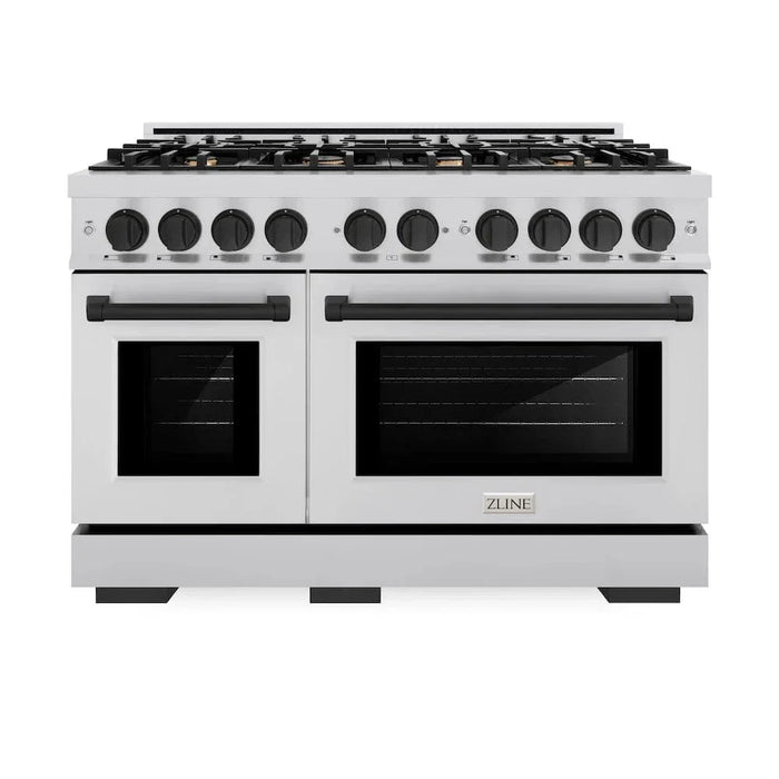 ZLINE 48" Select Dual Fuel Range Gas Cooktop Electric Convection Oven Stainless Steel Matte Black HDRZ-48-MB09K
