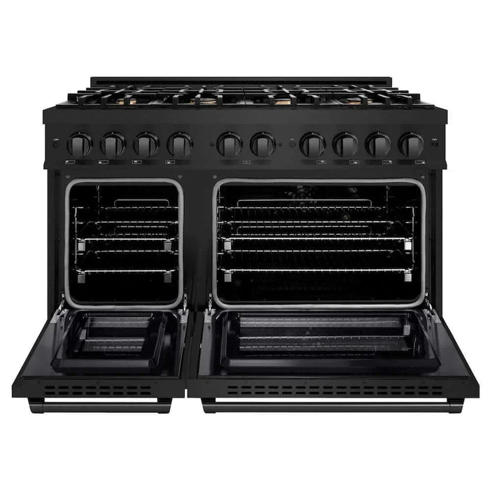 ZLINE 48" Select Dual Fuel Range Gas Cooktop Electric Convection Oven Black Stainless Steel Brass Burners HDRB-BR-4809K