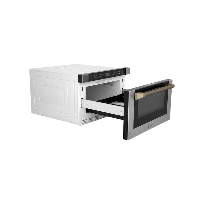 ZLINE Autograph Edition 24" Built-in Microwave Drawer, Stainless Steel, Helix Handle MWDZ-1-H-KCB09K