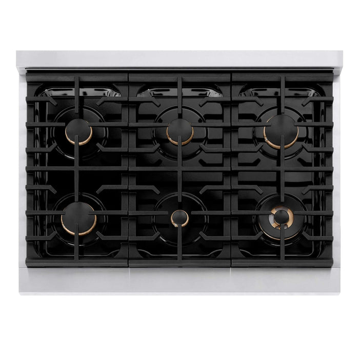 ZLINE 36"Paramount Dual Fuel Range Stainless Steel Gold SDRZ-36-G09K