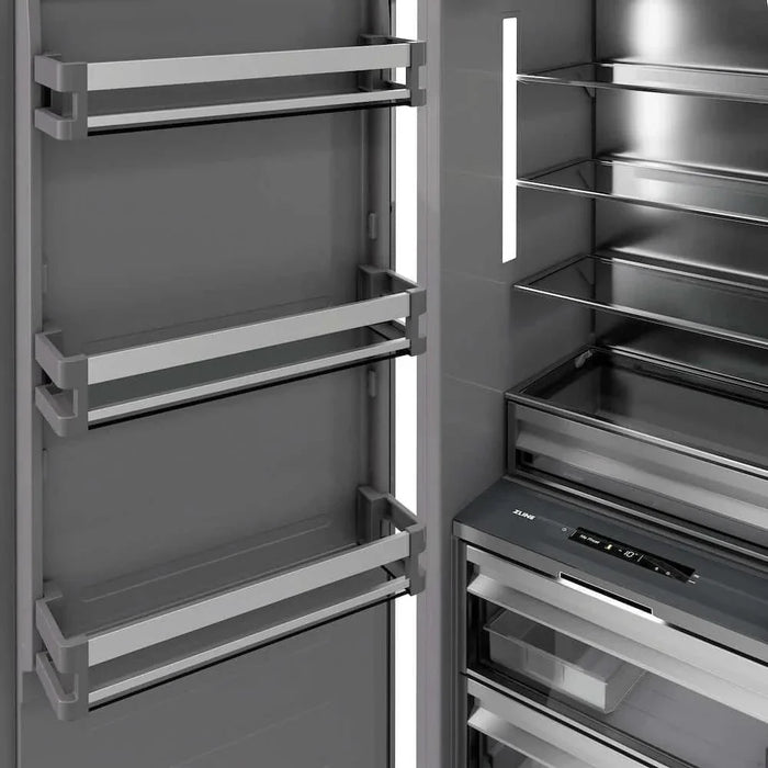ZLINE 18" Panel Ready Right Hinge Column Freezer, Graphite Gray Interior Matte Black RBCFVRZ-18-MB09K