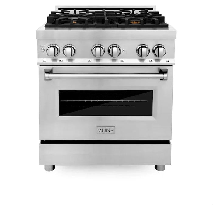 ZLINE 30" Dual Fuel Oven Range, Stainless Steel, Brass Burners, Griddle RA-BR-GR-3009K