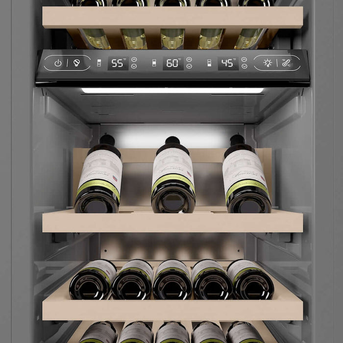 ZLINE 18"Triple Zone 68 Bottle Right Hinge Column Wine Cooler, Stainless Steel Matte Black RCWVRZ-30418-MB09K