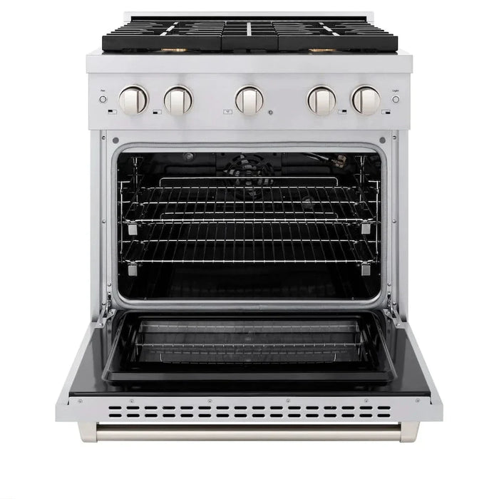 ZLINE 30"Paramount Dual Fuel Range Stainless Steel, Brass Burner, SDR-BR-3009K