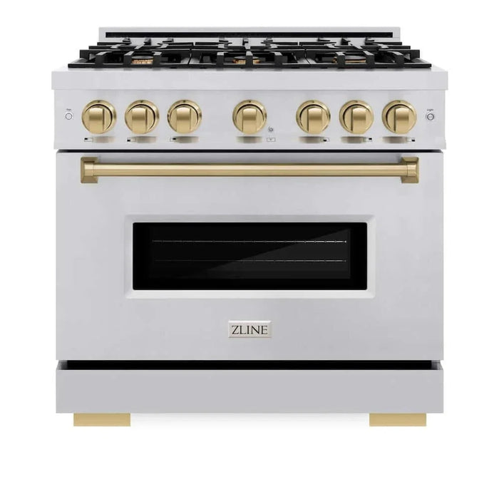 ZLINE 36" Classic Gas Range, Convection Gas Oven Stainless Steel, Champagne Bronze CGRZ-36-CB09K