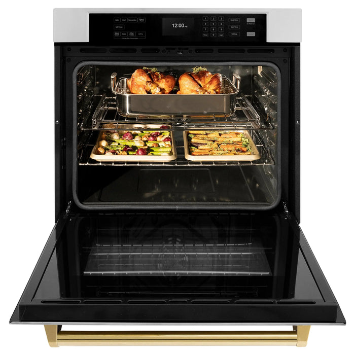 ZLINE 30" Autograph Edition Professional True Convection Single Wall Oven, Air Fry, Self Clean, Stainless Steel, Gold WASZ-30-G09K