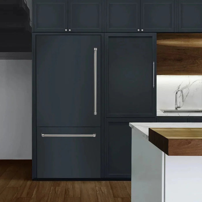 ZLINE 36" Panel Ready Built-In Bottom Freezer Refrigerator,Water Dispenser, Ice Maker,Graphite Gray GRBIT-3609K
