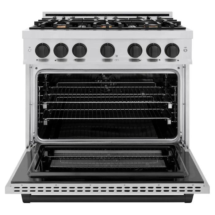 ZLINE 36" Select Dual Fuel Range Gas Cooktop Electric Convection Oven Stainless Steel Matte Black HDRZ-36-MB09K