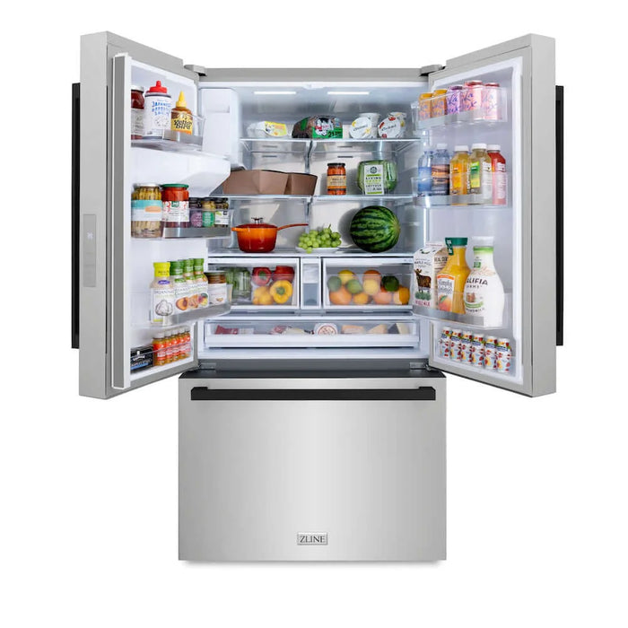 ZLINE Autograph Edition 36" Standard-Depth French Door External Water Dispenser Refrigerator, Dual Ice Maker, Fingerprint-Resistant Stainless Steel RSMZ-W-36-FMB09K