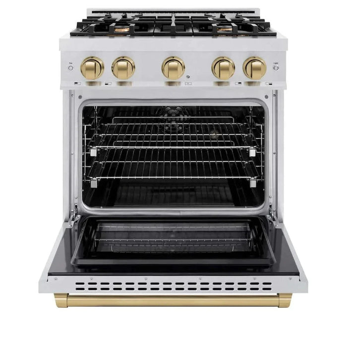 ZLINE 30" Select Gas Range Convection Gas Oven DuraSnow® Stainless Steel Champagne Bronze HGRSZ-30-CB09K