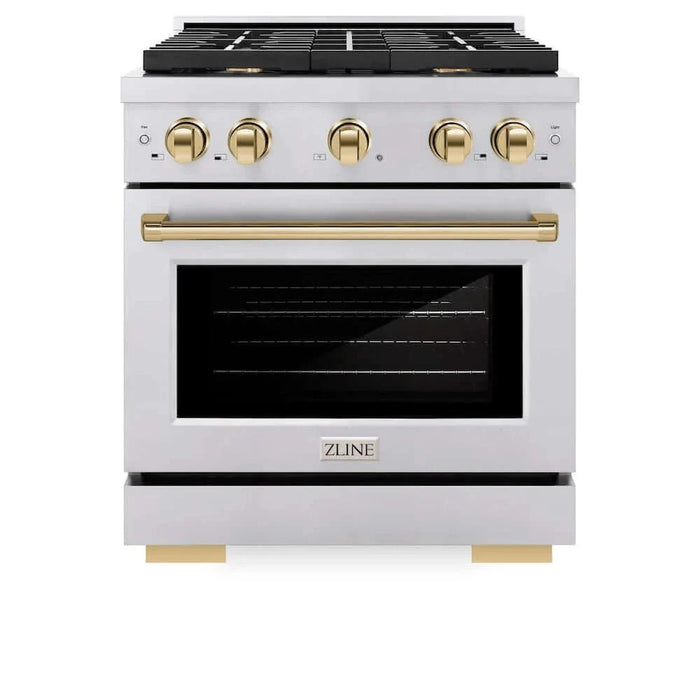 ZLINE 30 " Gas Range, Convection Oven Stainless Steel, Gold , SGRZ-30-G09K