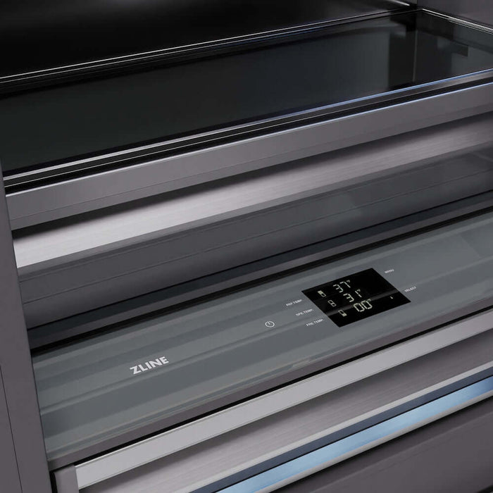 ZLINE 36" Built-In Bottom Freezer Refrigerator,Water Dispenser, Ice Maker, DuraSnow® Stainless Steel Graphite Gray Champagne Bronze GRBITZ-SN-36-CB09K