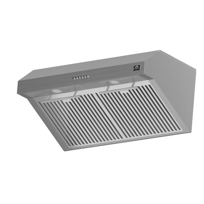 Forno Espresso Package - 30" Electric Range, Range Hood and Refrigerator in Stainless Steel with Silver Handles, FBDL-001-01US09K