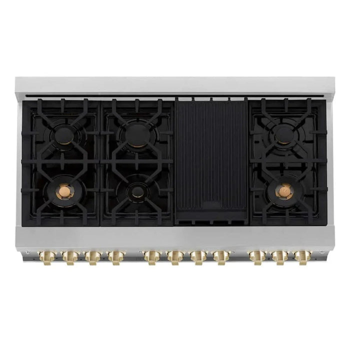 ZLINE 48" Autograph Dual Fuel Range, Black, Gold, RAZ-BLM-48-G09K