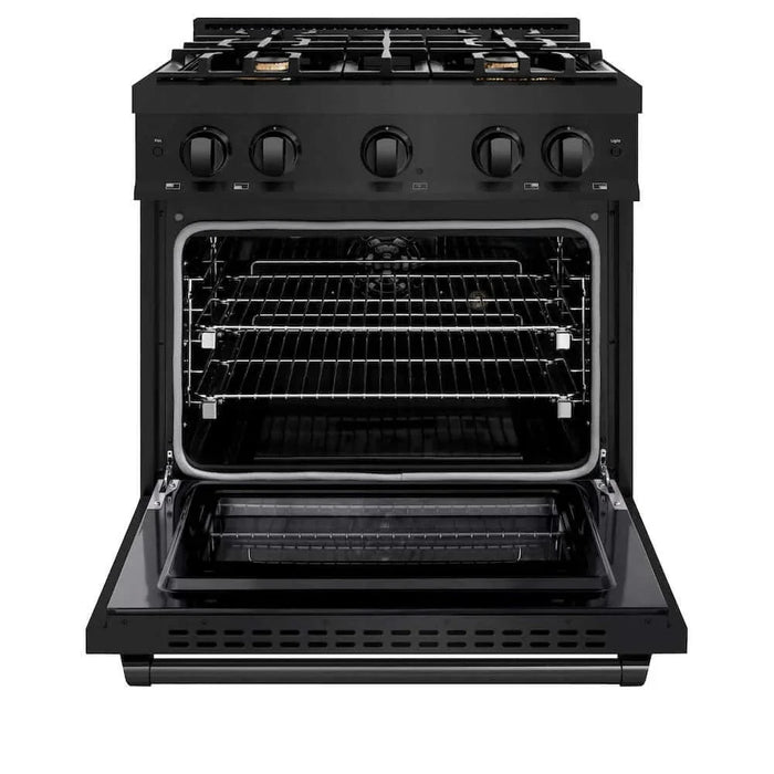 ZLINE 30" Select Dual Fuel Range Gas Cooktop Electric Convection Oven Black Stainless Steel Brass Burners HDRB-BR-3009K
