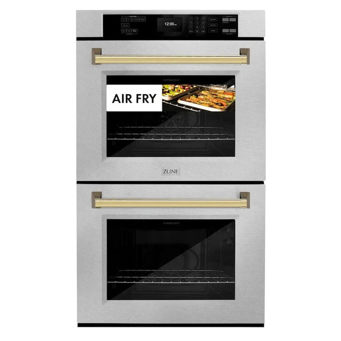 ZLINE 30"Professional True Convection Double Wall Oven, Air Fry, Self Clean, DuraSnow® Gold WADSZ-30-G09K