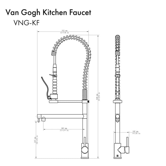 ZLINE Van Gogh Kitchen Faucet in Champagne Bronze, VNG-KF-CB09K
