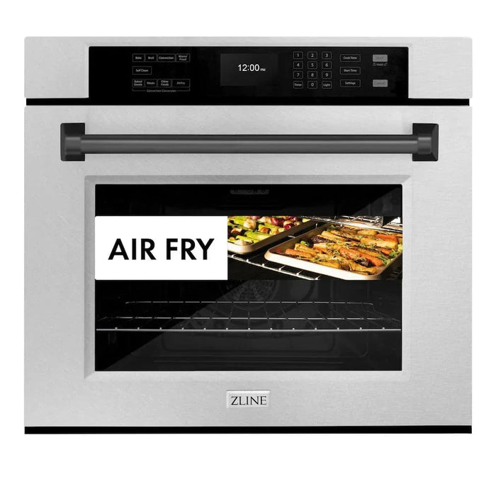 ZLINE 30"Professional True Convection Single Wall Oven, Air Fry, Self Clean, DuraSnow® Matte Black WASSZ-30-MB09K