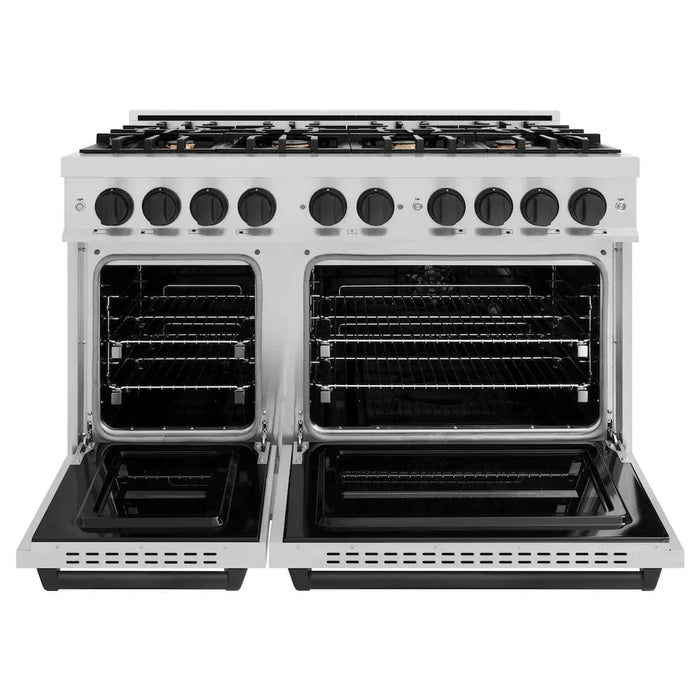 ZLINE 48" Dual Fuel Range, Gas Cooktop, Electric Convection Oven Stainless Steel, Matte Black CDRZ-48-MB09K