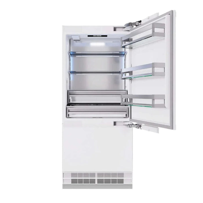 ZLINE 36" Panel Ready Built-In Bottom Freezer Refrigerator,Water Dispenser, Ice Maker, Champagne Bronze RBITZ-36-CB09K