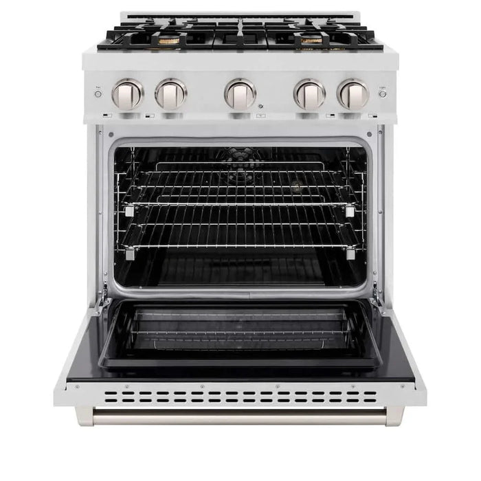 ZLINE 30" Select Dual Fuel Range Gas Cooktop Electric Convection Oven DuraSnow® Stainless Steel Brass Burners HDRS-BR-3009K