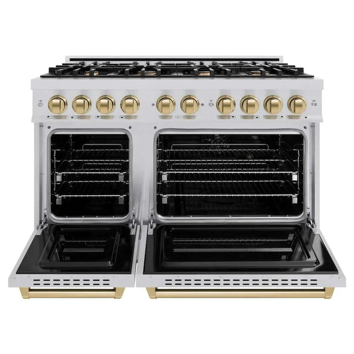 ZLINE 48" Classic Gas Range, Convection Gas Oven Stainless Steel, Champagne Bronze CGRZ-48-CB09K