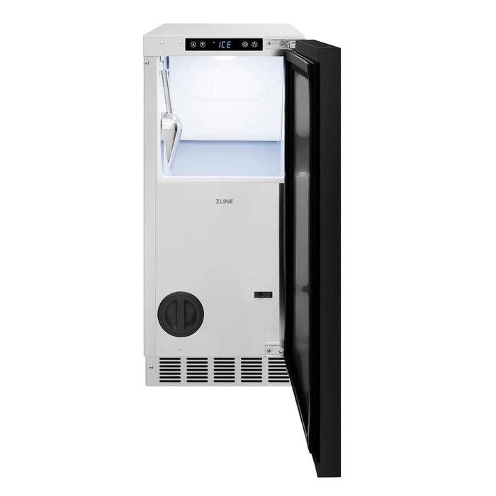 ZLINE 15" Touchstone Clear Cube Ice Maker Drain Pump Panel Ready Door Polished Gold Door ICCDPZ-15-G09K