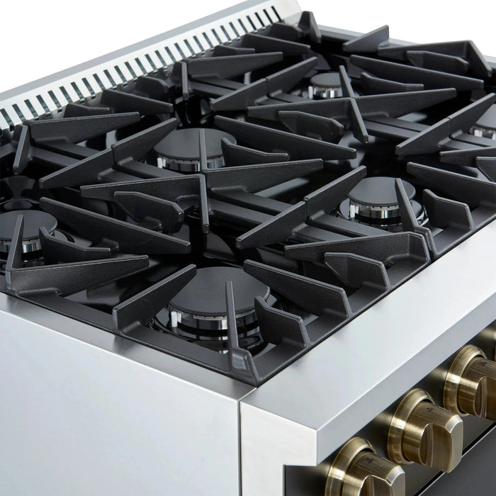 FORNO Marco 36" Gas on Gas Range FFSGS6277-36BLK09K