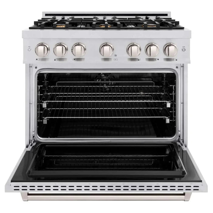 ZLINE 36" Dual Fuel Range, Gas Cooktop, Electric Convection Oven Stainless Steel, CDR-BR-3609K