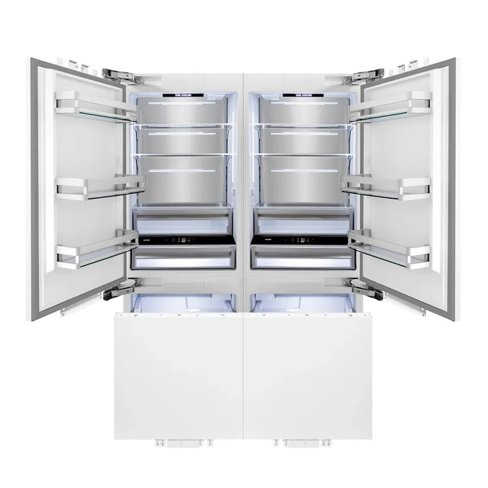 ZLINE Autograph Edition 60" Panel Ready Built-In Bottom Freezer Refrigerator, Water Dispenser, Ice Maker, Accents RBIVZ-60-CB09K