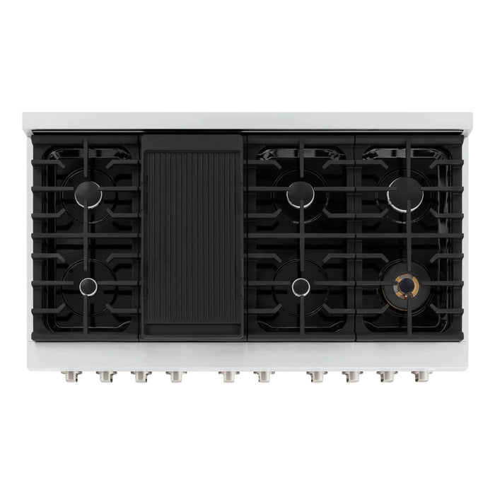 ZLINE 48"Paramount Dual Fuel Range Stainless Steel, White Matte, SDR-WM-4809K