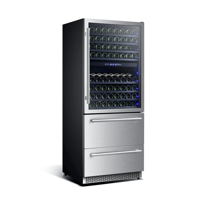 FORNO Capraia 30" 144 Bottle & 200 Can Triple Zone Wine Cooler FWCDR6661-30S09K