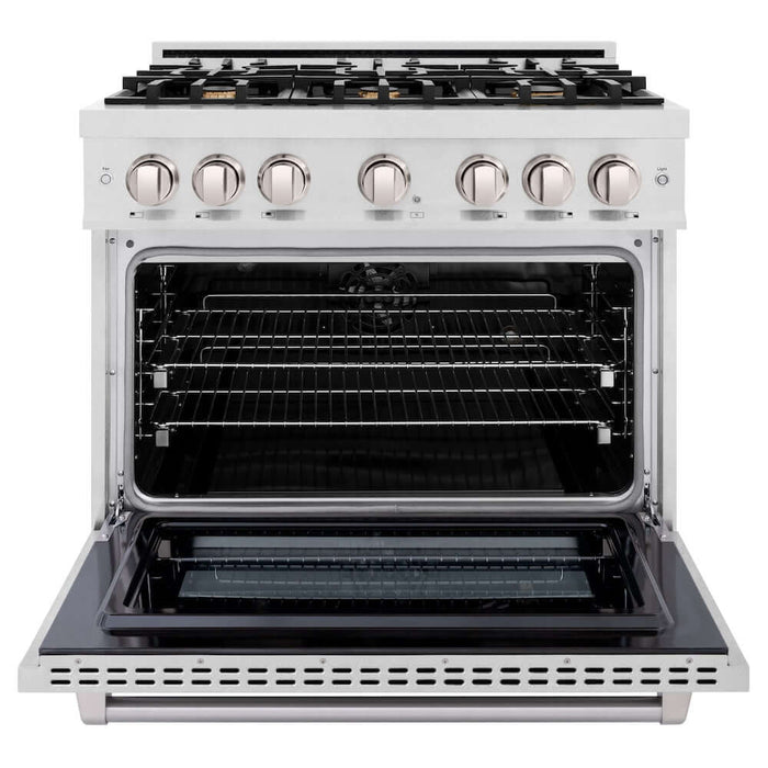ZLINE 36" Select Dual Fuel Range Gas Cooktop Electric Convection Oven DuraSnow® Stainless Steel Brass Burners HDRS-BR-3609K