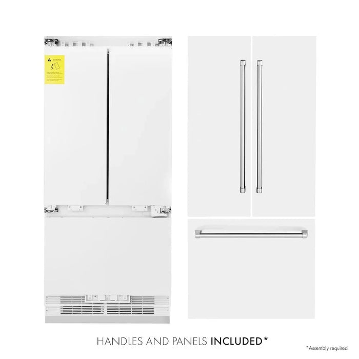 ZLINE 36" Panel Ready Built-In Bottom Freezer Refrigerator,Water Dispenser, Ice Maker, White Matte, Graphite Gray, GRBIV-WM-3609K